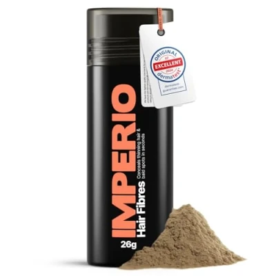 Image of IMPERIO Hair Fibres for Thickening &amp; Full in Seconds. Shake on filler an Authentic Look. 100% Natural! Premium Salon Quality Building 26g (light brown)