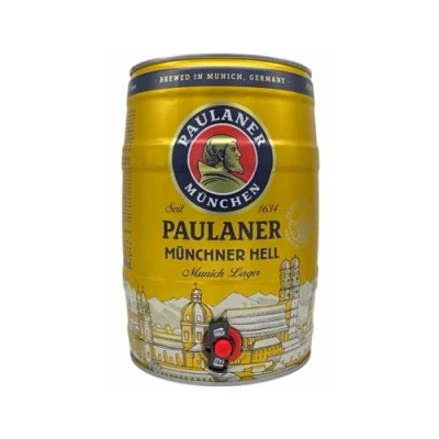 Image of Paulaner Munchner Hell Premium German Lager 5ltr Mini Keg 4.9% ABV Beer Gifts for Men and Women, Gift Set, Birthday Beer, Craft World Beers
