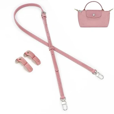 Image of Gastinsave Purse Straps Replacement, Leather Handbag Crossbody Shoulder Strap Adjustable for Longchamp Bag Women (Petal Pink)