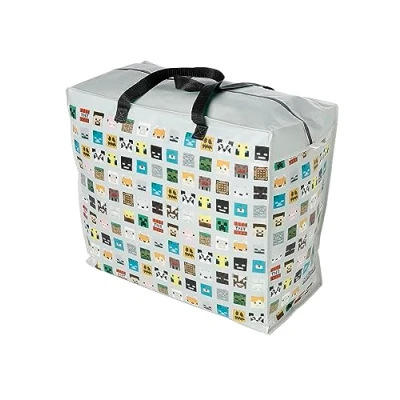 Image of Puckator Minecraft Faces Zip Up Laundry Storage Bags Washing Basket Large Room Accessories For Men Big Clothes Bin Bins