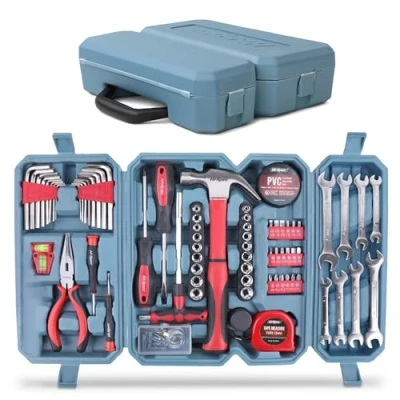 Image of Hi Spec 73 Piece Complete Household Tool Box Essential Kit with Hand Tools for Mechanic, Home, Office Repairs &amp; General Maintenance