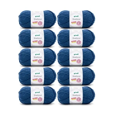 Image of Gründl Shetland Wool (Fashionable and Soft Knitting Yarn Made of 80% polyacrylic 20% Wool, 100 g / 170 m, Needle Size: 7 8, 10 x g), Blue