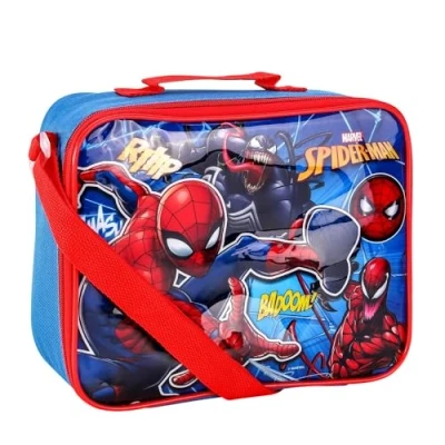 Image of TDL Spiderman Lunch Bag Thermal Insulated Box Superhero Marvel Spider Man Back to School Sandwhich with Carry Handle &amp; Side Pocket