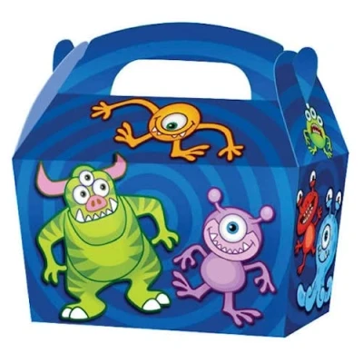 Image of THEMED SNACK Boxes PACK OF 10 Children/Kids Party Carry Food Meal Fun Picnic Birthday Wedding Favour / Baby Shower Box Loot Bag (Monster)