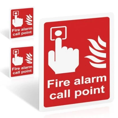 Image of 3pcs Fire Alarm Call Point Safety Sign Portrait 150mm x 100mm PVC sticker with Self Adhesive Backing