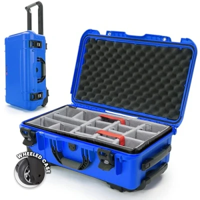 Image of Nanuk 935 Waterproof Carry On Hard Case with Wheels and Padded Divider Blue