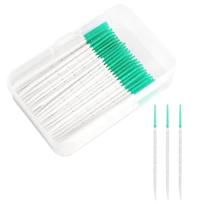 Image of EUZUXU 200 Pieces Interdental Brushes, Silicone Brushes Dental Toothpicks, Soft Gum Brush Toothpick Cleaning Tool for Oral Green