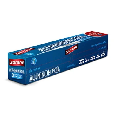 Image of Caterserve Premium Heavy Duty Kitchen Foil 18 Micron High Quality Food Service Catering Aluminium Roll 30cm x 50 metres