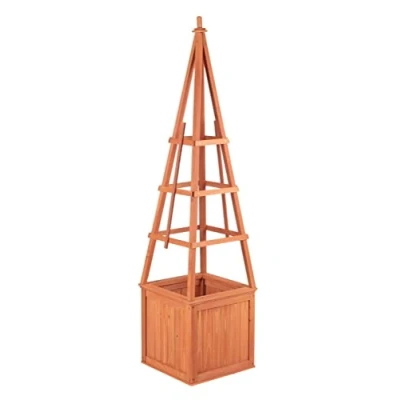 Image of Garden Obelisk Wooden Climber Planter