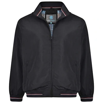 Image of Kam Mens Big Size Lightweight Shell Summer Bomber Harrington Jacket Coat 440 7XL Black