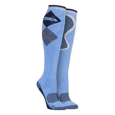 Image of Storm Bloc Ladies Knee High Long Argyle Padded Cotton Horse Riding Equestrian Boot Socks (4 8 uk, SBGLS009NVY)