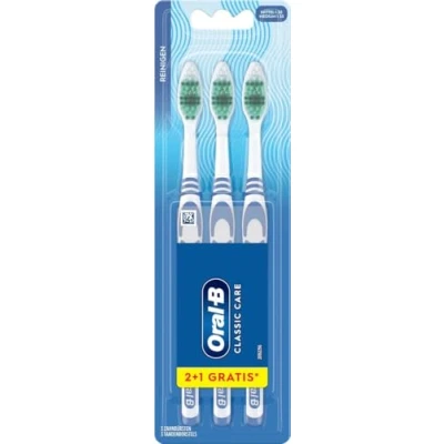 Image of Oral B Classic Toothbrushes 3 Piece Ergonomic Handle Medium Brushes