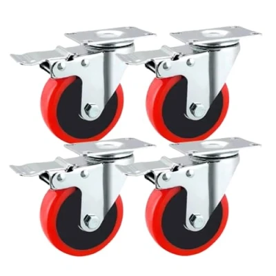 Image of Tiffora Heavy Duty Double Bearing 100mm Swivel Castor Wheel Trolley Furniture Caster 700KG (Pack of 4 with Brakes)