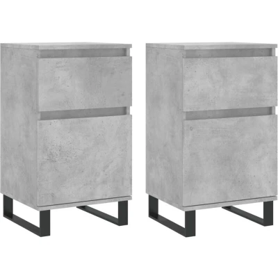 Image of vidaXL Sideboards 2 pcs Concrete Grey 40x35x70 cm Engineered Wood