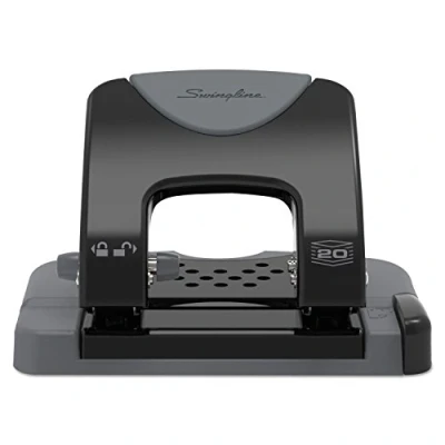 Image of Swingline 2 Hole Punch, Puncher, SmartTouch, 20 Sheet Punch Capacity, Low Force, Black/Gray (74135)