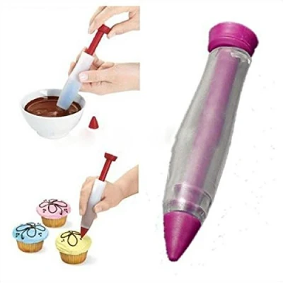 Image of Silicone Cake Pastry Cookie Icing Decorating Syringe Cream Chocolate Plate Pen Bakeware Tools