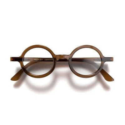 Image of LONDON MOLE Eyewear Moley Reading Glasses Round Cool Readers Stylish Men&#039;s Women&#039;s Unisex Spring Hinges Gloss Transparent Brown magnification +2.0