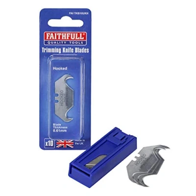 Image of Faithfull Heavy Duty Hooked Trimming Knife Blades (Pack of 10)