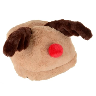 Image of Novelty Slipper Hot Water Bottle Feet Warmer Single Pocket Padded Cover Reindeer