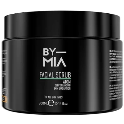 Image of BY MIA Facial &amp; Body Scrub Atom 300ml Avocado, Citrus Vanilla Fragrance Deep Cleansing Skin Exfoliation Moisturizing Effect for All Types Non drying Formula Renewal