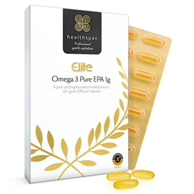 Image of Healthspan Elite Omega 3 Pure EPA 1g 60 Capsules All Blacks Official Partner Support Brain, Eye &amp; Heart Health 1,000mg Fatty Acid Informed Sport Accredited Lemon Flavoured