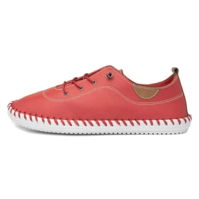 Image of Lunar St Ives Leather Plimsoll 6 UK Red