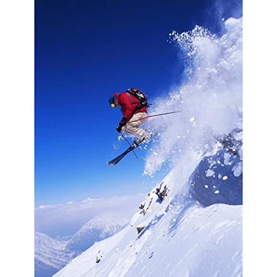 Image of Wee Blue Coo Skier Ski Jumping Snow Sport Sky Art Print Poster Wall Decor 12X16 Inch