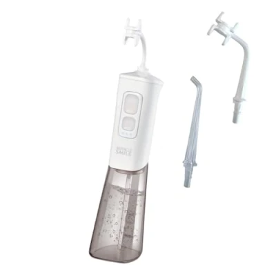 Image of Miracle Smile Water Deluxe Flosser for Teeth &amp; Gum Health, Unique H Shaped Flossing Head 4 Jets, Cordless Features 360 Cleaning 3 Pressure Modes, USB Rechargeable