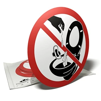 Image of Toilet Bowl Sticker Do Not Throw Anything In The 6 Round Stickers 9.5cm