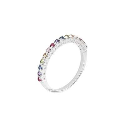 Image of Dew Sterling Silver and Multi Cubic Zirconia Half Eternity Ring, K