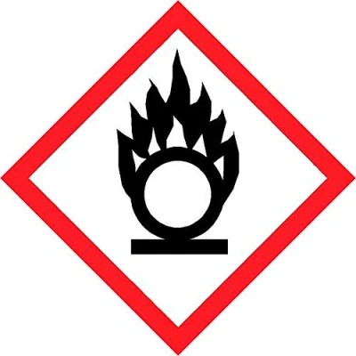 Image of Oxidizing symbol coshh Safety Sign Self adhesive sticker 100mm x