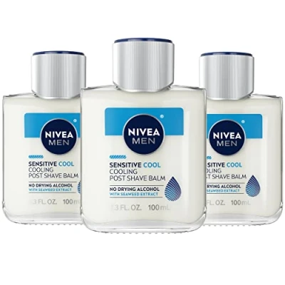 Image of Nivea For Men Sensitive Cooling Post Shave Balm 3.3 oz by 100 ml, 3 Count (Pack of 1)