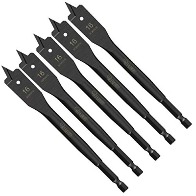 Image of 5 x SabreCut SCRIW16_5 16mm 152mm Impact Rated Flat Wood Spade Bits Compatible with Bosch Dewalt Makita Milwaukee and Many Others