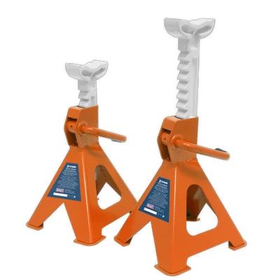 Image of Sealey Axle Stands (Pair) 2 Tonne Capacity per Stand Ratchet Type Orange