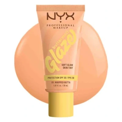 Image of NYX Professional Makeup Buttermelt Glaze Soft Glow Skin Tint + SPF/FPS 30, Foundation, 12h Wear, Whipped Butta