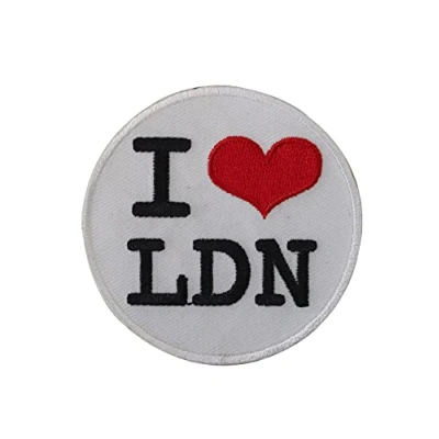 Image of British UK Union Jack Sew On Iron Fabric Patch Embroidered Badge (I Love London)
