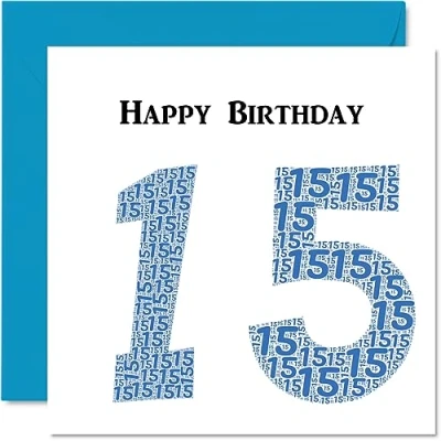 Image of Fun 15th Birthday Cards for Boys Shapecloud Happy Card Son Daughter Brother Sister Grandson Granddaughter Niece Nephew Cousin, 145mm x Greeting Cards,