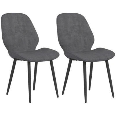 Image of HOMCOM Dining Chairs Set of 2, Velvet Fabric Upholstered Kitchen with Solid Metal Legs for Room, Living Lounge, Grey