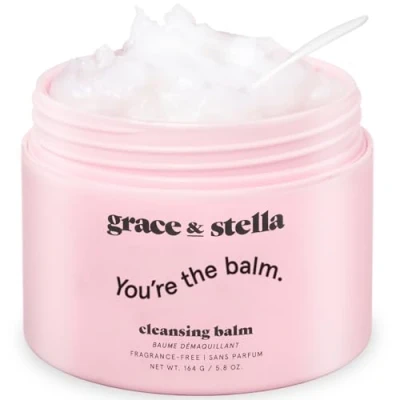 Image of grace &amp; stella Cleansing Balm (6.8 oz/201 ml) Makeup Remover for All Skin Types to Gently Meltaway Mascara, Eyeliner and Fragrance Free, Vegan
