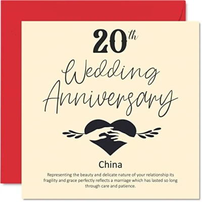 Image of 20th Anniversary Card for Husband Wife Boyfriend Girlfriend Wedding China Women Men Her Him, 145mm x Greeting Cards Fiance Fiancee