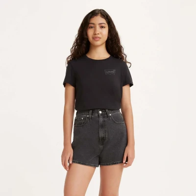 Image of Levi&#039;s Women&#039;s The Perfect Tee Chest Batwing Logo T Shirt, Outline Caviar, S