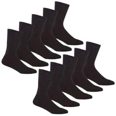 Image of 10/20 Pairs Mens sports socks Cotton Rich Shoe Size 6 11 Cushioned (10 Pack Black)