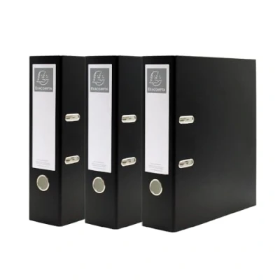 Image of Exacompta A4 Lever Arch File, 75mm, Office Ring Binder, Assorted, Pack of 3 in Black, Stationery Folders for Paperwork and Document Organisation 227/0019Z