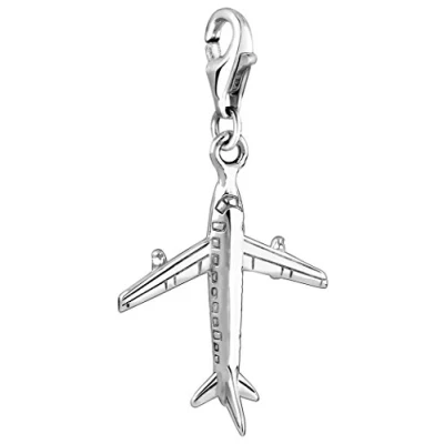 Image of Nenalina 713053 000 aeroplane charm pendant in 925 sterling silver, fits all standard jewellery