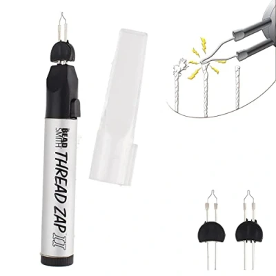 Image of The Beadsmith Thread Zap 5.25 Burner Plus 2 Pack Replacement Tips Included Trim, Burn and Melt with one Touch, Ideal for Finishing Bead Weaving stringing Projects