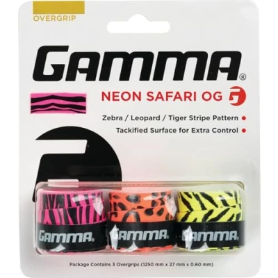 Image of Gamma Grip Overgrip Neon Safari 3 Pack of Zebra, Leopard, Tiger, Multicoloured , One Size, Anapo