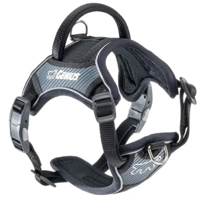 Image of Ferplast GENIUS Small Size Dog Harness, Reflective, Breathable, Adjustable, Quick Release Magnetic Closure, Soft Padding, Black