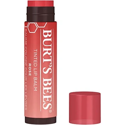 Image of Burt&#039;s Bees Tinted Lip Balm Rose, Moisturising Tint With Shea Butter, 100% Natural Origin, 4.25g