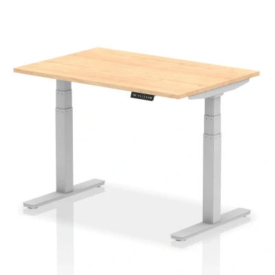 Image of Air 1200/800 Maple Height Adjustable Desk With Silver Legs HA01013
