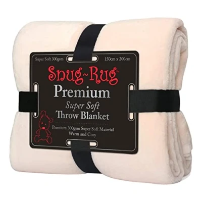 Image of Snug Rug Premium Super Soft Fleece Throw Blanket Thick Warm Beige Extra Large XL 150 x 200cm (Champagne)